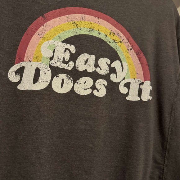 Wildfox Charcoal Sweatshirt with Vibrant Rainbow Design “Easy Does It” Sz XS - Picture 3 of 4
